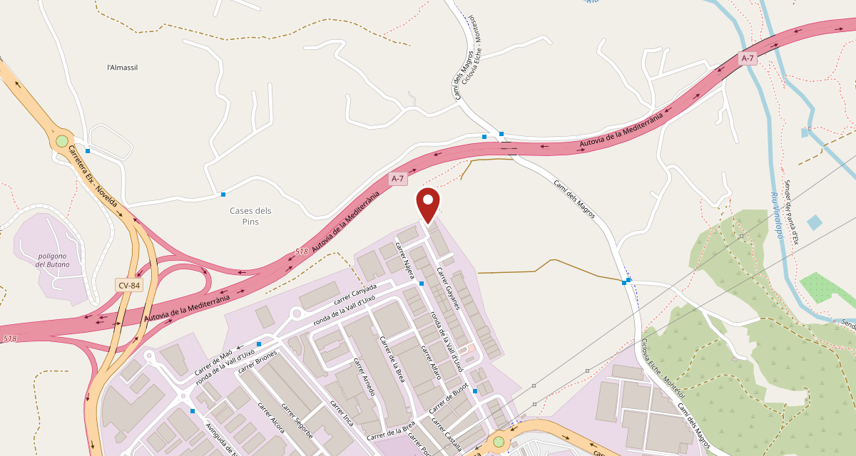 Mapa de situación de Inyectados Rubiper en el Polígono Industrial Carrús de Elche